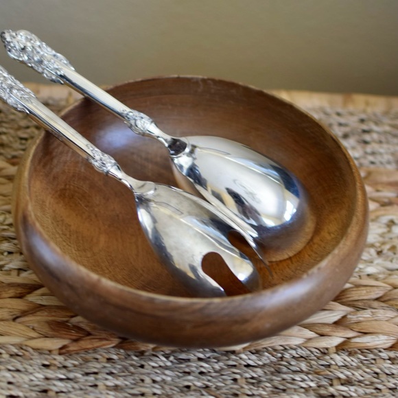Vtg Godinger GSA Ornate Silver Plate Salad Servers Set Spoon & Fork - Picture 5 of 9